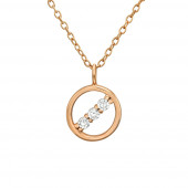 Lantisor din argint placat cu aur roz 14K cu pandantiv geometric cerc cu zirconii model DiAmanti DIA36846